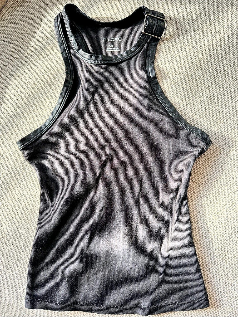 PILCRO Ribbed Buckle Tank Top in Black Size XS Like New